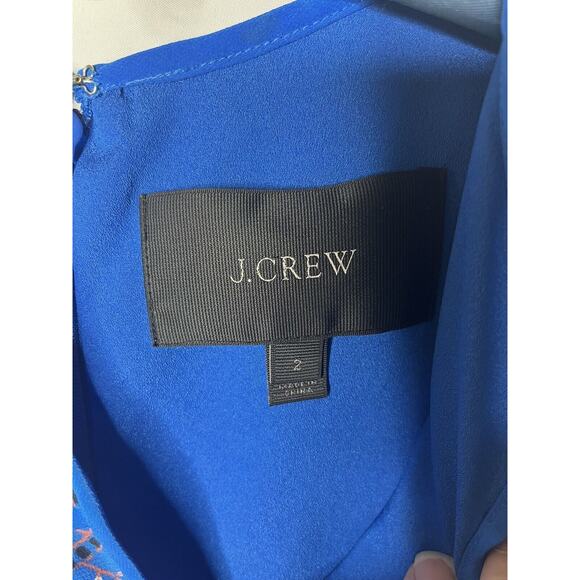 J Crew Silk Scarf Dress Blue Floral A-line Sleeveless Size 2 - Picture 5 of 8